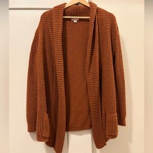 Cozy Knit Open-Front Sweater - Rust